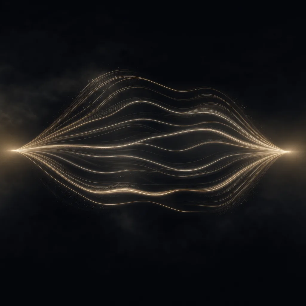 Abstracte visualisatie van parallelle AI-agents: lichtstromen die zich vanuit één punt splitsen en weer samenkomen
